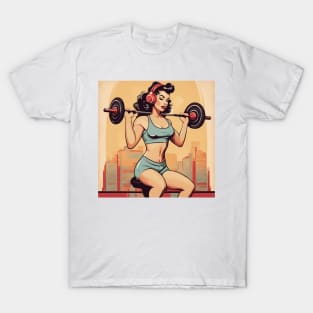 Fit Femme Vintage Fitness Art Pin Up Pump T-Shirt